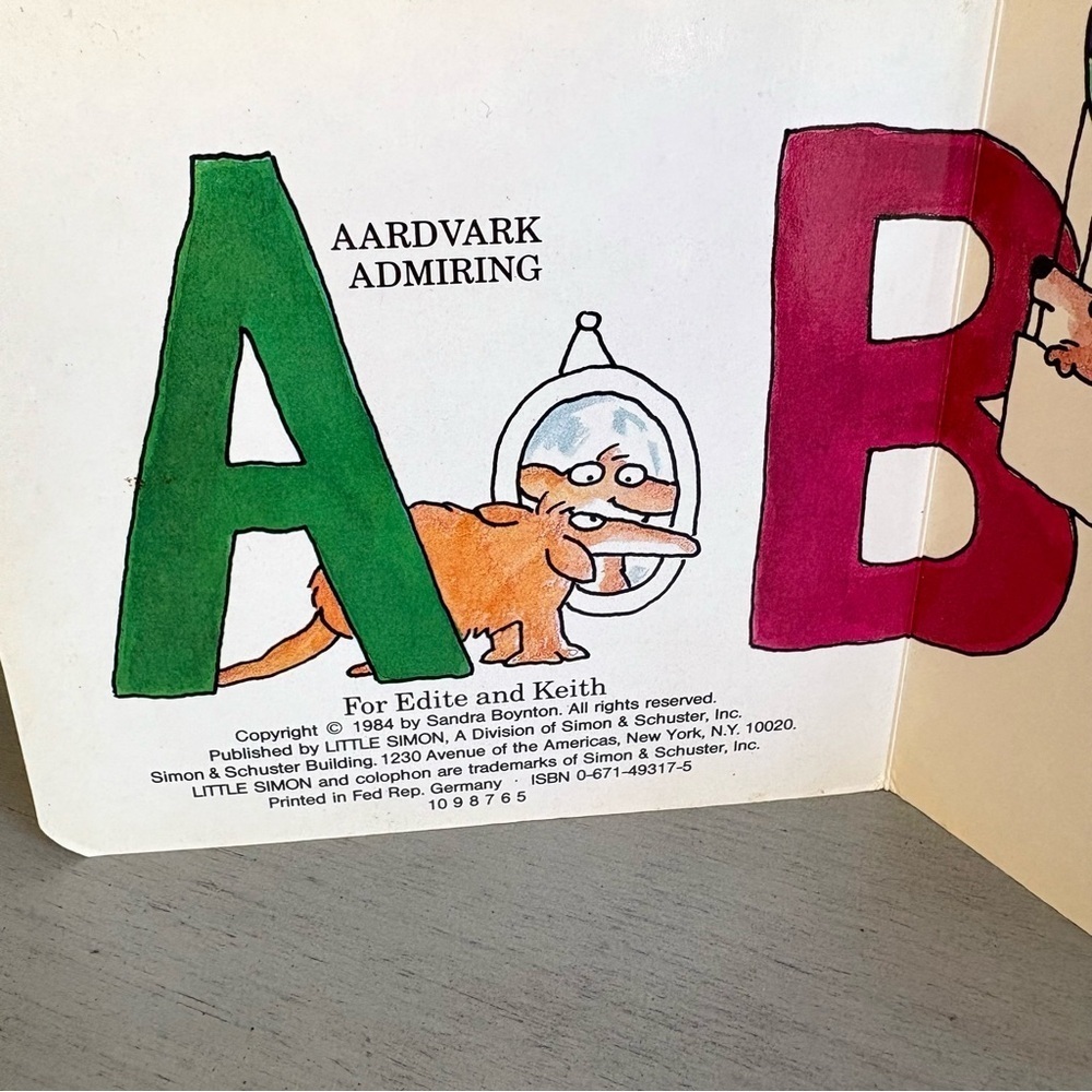 VTG Sandra Boyton- A to Z- Children Board Book RARE Cover Little Simon 1984 - Picture 5 of 15